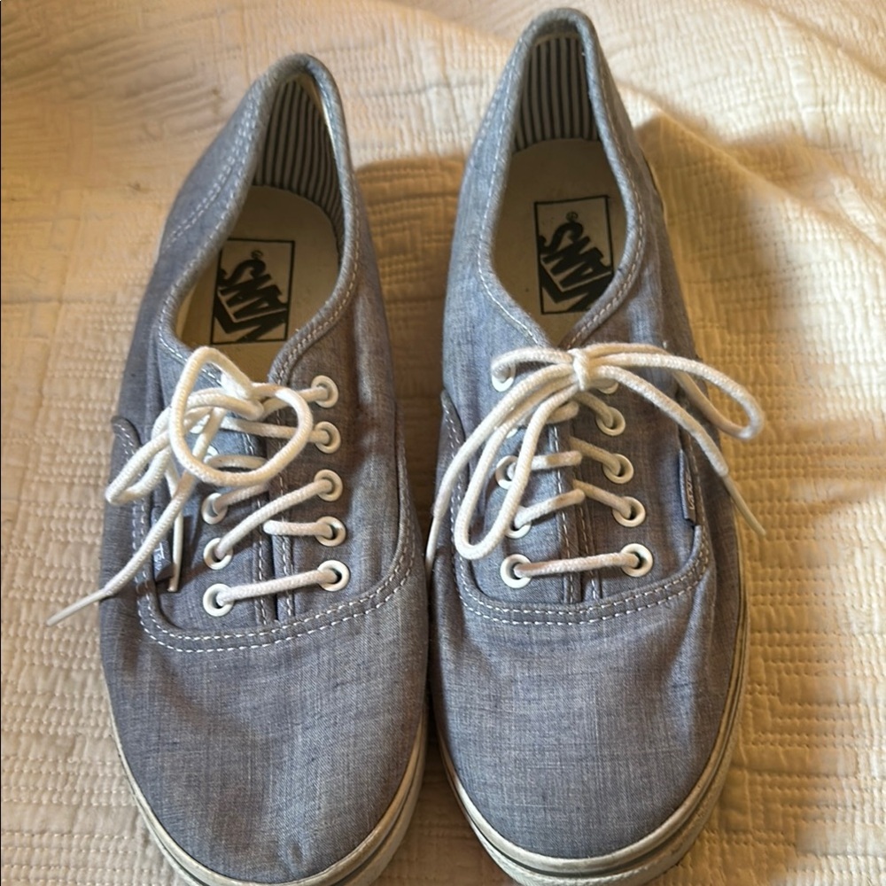 Vans blue and White Low-Top Sneakers with Canvas Upper